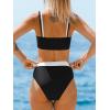 imageCUPSHE Womens Bikini Sets Scoop Neck Adjustable Straps Sporty Bathing Suit High Rise ColorblockBlackWhite