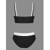 imageCUPSHE Womens Bikini Sets Scoop Neck Adjustable Straps Sporty Bathing Suit High Rise ColorblockBlackWhite