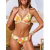 imageCUPSHE Womens Bikini Sets Two Piece Swimsuit V Neck Halter Back Self Tie Eyelet Trim Mid RiseBeigePink Floral