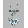 imageCUPSHE Womens Bikini Swimsuit Scalloped V Neck Lace Up Low Waisted Bathing SuitGreenBlue Floral
