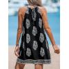 imageCUPSHE Womens Boho Mini Dress Halter Sleeveless Paisley Self Tie Back Summer Casual Beach DressBlack Printed