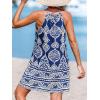 imageCUPSHE Womens Boho Mini Dress Halter Sleeveless Paisley Self Tie Back Summer Casual Beach DressBlue