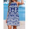 imageCUPSHE Womens Boho Mini Dress Halter Sleeveless Paisley Self Tie Back Summer Casual Beach DressBlue