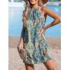 imageCUPSHE Womens Boho Mini Dress Halter Sleeveless Paisley Self Tie Back Summer Casual Beach DressBlue Paisley