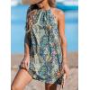 imageCUPSHE Womens Boho Mini Dress Halter Sleeveless Paisley Self Tie Back Summer Casual Beach DressBlue Paisley