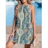 imageCUPSHE Womens Boho Mini Dress Halter Sleeveless Paisley Self Tie Back Summer Casual Beach DressBlue Paisley