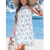 imageCUPSHE Womens Boho Mini Dress Halter Sleeveless Paisley Self Tie Back Summer Casual Beach DressBlue Printed