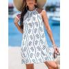 imageCUPSHE Womens Boho Mini Dress Halter Sleeveless Paisley Self Tie Back Summer Casual Beach DressBlue Printed