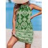 imageCUPSHE Womens Boho Mini Dress Halter Sleeveless Paisley Self Tie Back Summer Casual Beach DressGreen Paisley