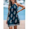 imageCUPSHE Womens Boho Mini Dress Halter Sleeveless Paisley Self Tie Back Summer Casual Beach DressNavy Blue