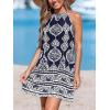 imageCUPSHE Womens Boho Mini Dress Halter Sleeveless Paisley Self Tie Back Summer Casual Beach DressNavy Paisley