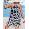 imageCUPSHE Womens Boho Mini Dress Halter Sleeveless Paisley Self Tie Back Summer Casual Beach DressNavy Paisley