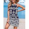 imageCUPSHE Womens Boho Mini Dress Halter Sleeveless Paisley Self Tie Back Summer Casual Beach DressNavy Paisley