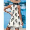 imageCUPSHE Womens Boho Mini Dress Halter Sleeveless Paisley Self Tie Back Summer Casual Beach DressWhite Paisley