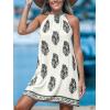 imageCUPSHE Womens Boho Mini Dress Halter Sleeveless Paisley Self Tie Back Summer Casual Beach DressWhite Paisley