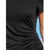 imageCUPSHE Womens Knit Ruched Mini Dress Ruffle Hem Crew Neck Short Sleeve Bodycon Summer DressesBlack