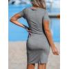 imageCUPSHE Womens Knit Ruched Mini Dress Ruffle Hem Crew Neck Short Sleeve Bodycon Summer DressesGrey