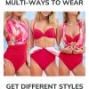 imageCUPSHE Womens One Piece Swimsuit Halter Plunging Neck Bathing Suit Wide Straps Underwire Ruched Back HookRedTropical