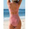 imageCUPSHE Womens One Piece Swimsuit Square Neck Bathing Suit Wide Straps Back Hook Cutout Ruched SwimwearBrick RedGeo