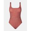 imageCUPSHE Womens One Piece Swimsuit Square Neck Bathing Suit Wide Straps Back Hook Cutout Ruched SwimwearBrick RedGeo
