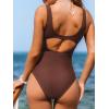 imageCUPSHE Womens One Piece Swimsuit Square Neck Bathing Suit Wide Straps Back Hook Cutout Ruched SwimwearChocolate Brown