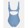 imageCUPSHE Womens One Piece Swimsuit Square Neck Bathing Suit Wide Straps Back Hook Cutout Ruched SwimwearNavy BlueGeo