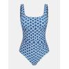 imageCUPSHE Womens One Piece Swimsuit Square Neck Bathing Suit Wide Straps Back Hook Cutout Ruched SwimwearNavy BlueGeo