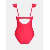 imageCUPSHE Womens One Piece Swimsuit Square Neck Ruffled Sleeves Back Hook Cutout Bathing Suit Adjustable Straps SwimwearRed