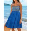 imageCUPSHE Womens Summer Dresses Sleeveless Paisley Beach Ruffled Spaghetti Straps Casual Vacation Mini Cover Up DressBlue