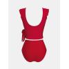 imageCUPSHE Womens Tankini Sets Sexy Two Piece Swimsuit V Neck High Waisted Ruched Tummy Flutter Sleeve Bathing SuitRed