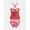 imageCUPSHE Womens Tankini Sets Two Piece Swimsuit Scoop Neck V Cut Double Straps Self Tied Bathing Suit Ruched TummyRedFloral