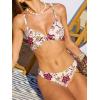 imageCUPSHE Womens Two Piece Bikini Set Floral Print Knot Bunny TieBeigeMagenta Floral