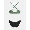 imageCUPSHE Womens Two Piece Bikini Set Floral Print Knot Bunny TieOlive GreenBlack
