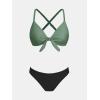 imageCUPSHE Womens Two Piece Bikini Set Floral Print Knot Bunny TieOlive GreenBlack