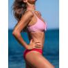 imageCUPSHE Womens Two Piece Bikini Set Floral Print Knot Bunny TiePinkRed