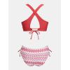 imageCUPSHE Bikini Set for Women Two Piece Swimsuit V Neck Triangle Top Wide Straps Cross Back Lace up Mid RiseMagenta RedTribal