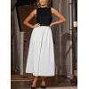 imageCUPSHE Casual Dress for Women 2025 Round Neck Sleeveless Tank Block Skirt Pockets Maxi Formal DressWhite