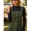 imageCUPSHE Casual Dresses for Women Square Neck Button Front Sleeveless Pockets A Line Mini Overall DressOlive Green