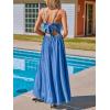 imageCUPSHE Women Casual Dress Beach Sleeveless V Neck Summer Cutout Spaghetti Straps Formal Maxi Sun DressesDenim Blue