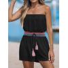 imageCUPSHE Women Swimsuit Coverup Strapless Tube Beach Cover Up Romper Smocked Swimwear CoverupsBlack