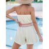 imageCUPSHE Women Swimsuit Coverup Strapless Tube Beach Cover Up Romper Smocked Swimwear CoverupsKhaki