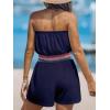 imageCUPSHE Women Swimsuit Coverup Strapless Tube Beach Cover Up Romper Smocked Swimwear CoverupsNavy Blue