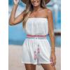 imageCUPSHE Women Swimsuit Coverup Strapless Tube Beach Cover Up Romper Smocked Swimwear CoverupsWhite