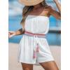 imageCUPSHE Women Swimsuit Coverup Strapless Tube Beach Cover Up Romper Smocked Swimwear CoverupsWhite