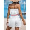 imageCUPSHE Women Swimsuit Coverup Strapless Tube Beach Cover Up Romper Smocked Swimwear CoverupsWhite
