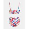 imageCUPSHE Womens Bikini Set Two Piece Swimsuits High Waisted Scoop Neck Spaghetti Adjustable Straps TexturedRedBlue Floral