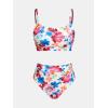 imageCUPSHE Womens Bikini Set Two Piece Swimsuits High Waisted Scoop Neck Spaghetti Adjustable Straps TexturedRedBlue Floral