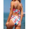 imageCUPSHE Womens Bikini Set Two Piece Swimsuits High Waisted Scoop Neck Spaghetti Adjustable Straps TexturedRedBlue Floral