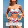 imageCUPSHE Womens Bikini Set Two Piece Swimsuits High Waisted Scoop Neck Spaghetti Adjustable Straps TexturedRedBlue Floral