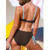 imageCUPSHE Womens Bikini Sets Two Piece Swimsuit Colorblock O Ring Cutout Textured Fabric Scoop Neck Mid Rise Side TieBrownBlue